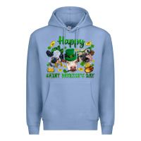 Colony Blue Happy Saint Patrick'S Day With Clover Premium Hoodie - BundleAndBundleShop