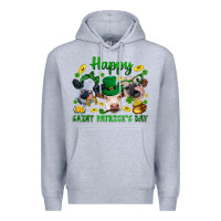 Heather Grey Happy Saint Patrick'S Day With Clover Premium Hoodie - BundleAndBundleShop