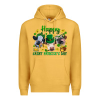 Mustard Happy Saint Patrick'S Day With Clover Premium Hoodie - BundleAndBundleShop
