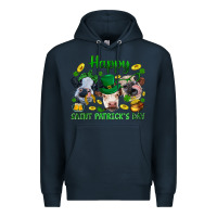 Navy Happy Saint Patrick'S Day With Clover Premium Hoodie - BundleAndBundleShop