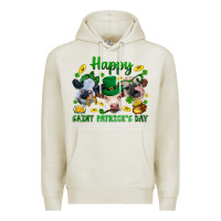 Oatmeal Heather Happy Saint Patrick'S Day With Clover Premium Hoodie - BundleAndBundleShop