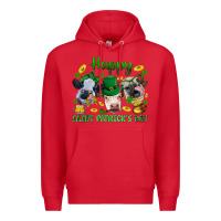 Red Happy Saint Patrick'S Day With Clover Premium Hoodie - BundleAndBundleShop