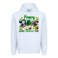 White Happy Saint Patrick'S Day With Clover Premium Hoodie - BundleAndBundleShop