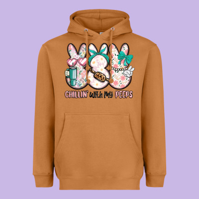 Easter Chilling With My Peeps Bunny Heavyweight Hoodie Designed By Maliassmallbusiness