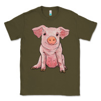 Army Green sitting pig Classic Tee - RanaPortraitStore