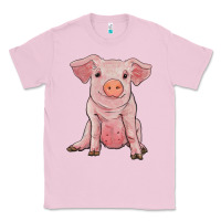 Bubblegum Pink sitting pig Classic Tee - RanaPortraitStore