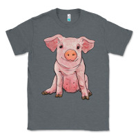Charcoal Heather sitting pig Classic Tee - RanaPortraitStore