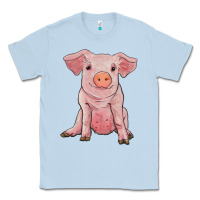 Dusty Blue sitting pig Classic Tee - RanaPortraitStore
