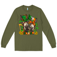 Army Green st patricks donkeys with  shamrocks Long Sleeve Tee - AdoDesignShop