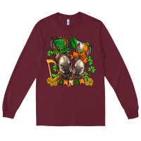 Burgundy st patricks donkeys with  shamrocks Long Sleeve Tee - AdoDesignShop