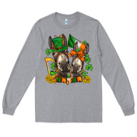 Heather Grey st patricks donkeys with  shamrocks Long Sleeve Tee - AdoDesignShop