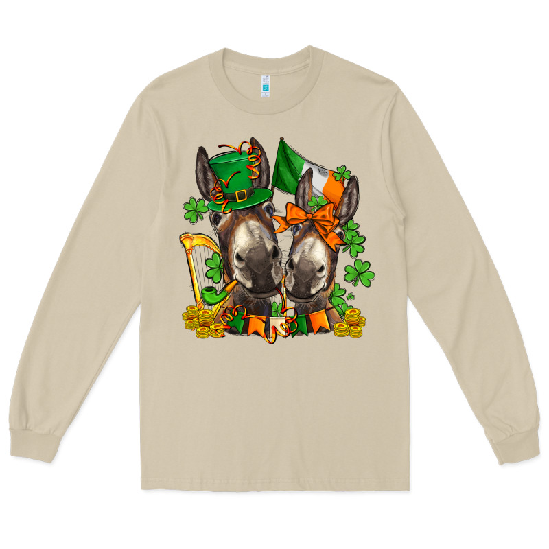 St Patricks Donkeys With  Shamrocks Long Sleeve Tee by AdoDesignShop | Teevron