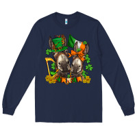 Navy st patricks donkeys with  shamrocks Long Sleeve Tee - AdoDesignShop