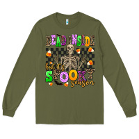 Army Green dead inside but it's spooky season Long Sleeve Tee - AdoDesignShop
