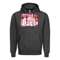 Charcoal Heather chillin pink   with my snowmies  ado Zipper Hoodie - AdoDesignShop