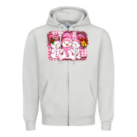 Dove Grey chillin pink   with my snowmies  ado Zipper Hoodie - AdoDesignShop
