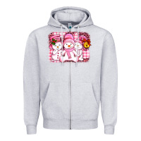 Heather Grey chillin pink   with my snowmies  ado Zipper Hoodie - AdoDesignShop