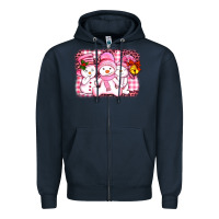Navy chillin pink   with my snowmies  ado Zipper Hoodie - AdoDesignShop