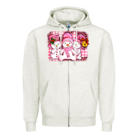 Oatmeal Heather chillin pink   with my snowmies  ado Zipper Hoodie - AdoDesignShop