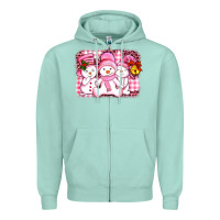 Seafoam chillin pink   with my snowmies  ado Zipper Hoodie - AdoDesignShop