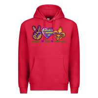 Cardinal Peace Love Mardi Gras Premium Hoodie - BundleAndBundleShop