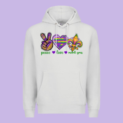 Peace Love Mardi Gras Premium Hoodie Designed By Bundleandbundleshop