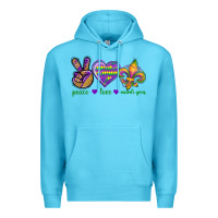 Ocean Blue Peace Love Mardi Gras Premium Hoodie - BundleAndBundleShop