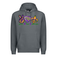 Rock Peace Love Mardi Gras Premium Hoodie - BundleAndBundleShop