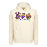 Sandshell Peace Love Mardi Gras Premium Hoodie - BundleAndBundleShop