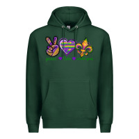 Sports Green Peace Love Mardi Gras Premium Hoodie - BundleAndBundleShop