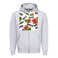 Heather Grey bookworm seamless pattern Zipper Hoodie - BundleAndBundleShop