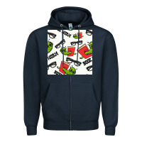 Navy bookworm seamless pattern Zipper Hoodie - BundleAndBundleShop