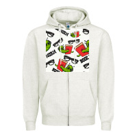 Oatmeal Heather bookworm seamless pattern Zipper Hoodie - BundleAndBundleShop