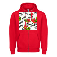 Red bookworm seamless pattern Zipper Hoodie - BundleAndBundleShop
