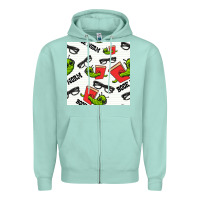 Seafoam bookworm seamless pattern Zipper Hoodie - BundleAndBundleShop