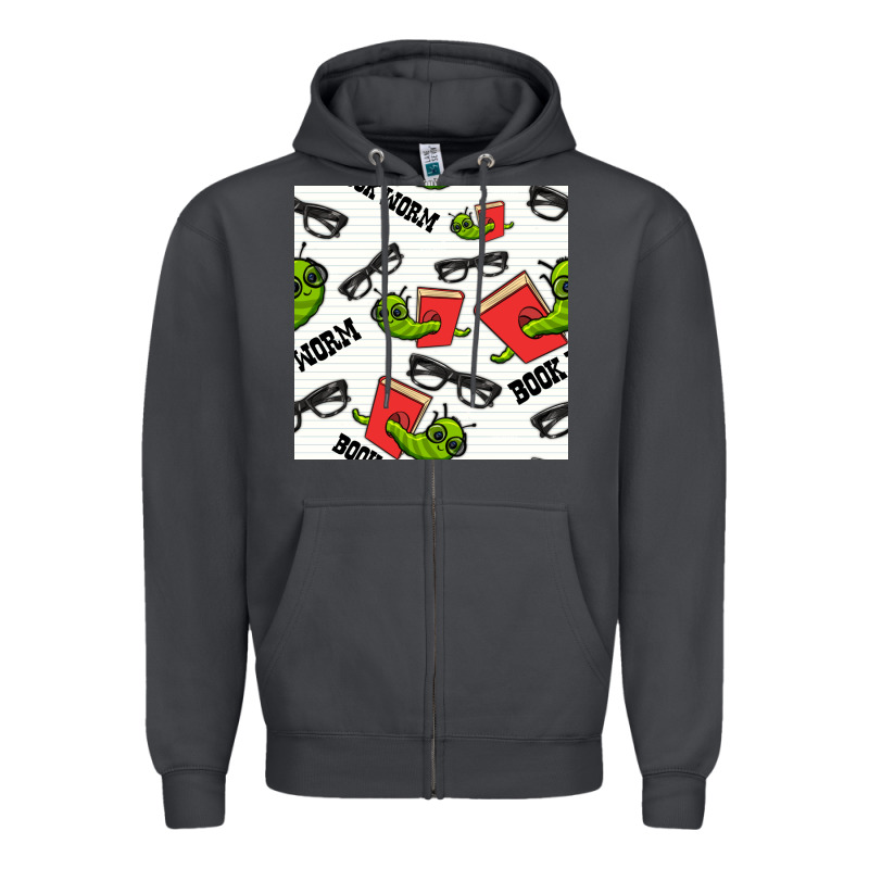 Bookworm Seamless Pattern Zipper Hoodie by BundleAndBundleShop | Teevron
