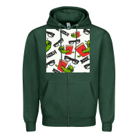 Sports Green bookworm seamless pattern Zipper Hoodie - BundleAndBundleShop