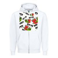 White bookworm seamless pattern Zipper Hoodie - BundleAndBundleShop