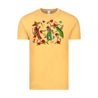 Vintage Mustard mexican skeletons Vintage Tee - Zillion Design Studio