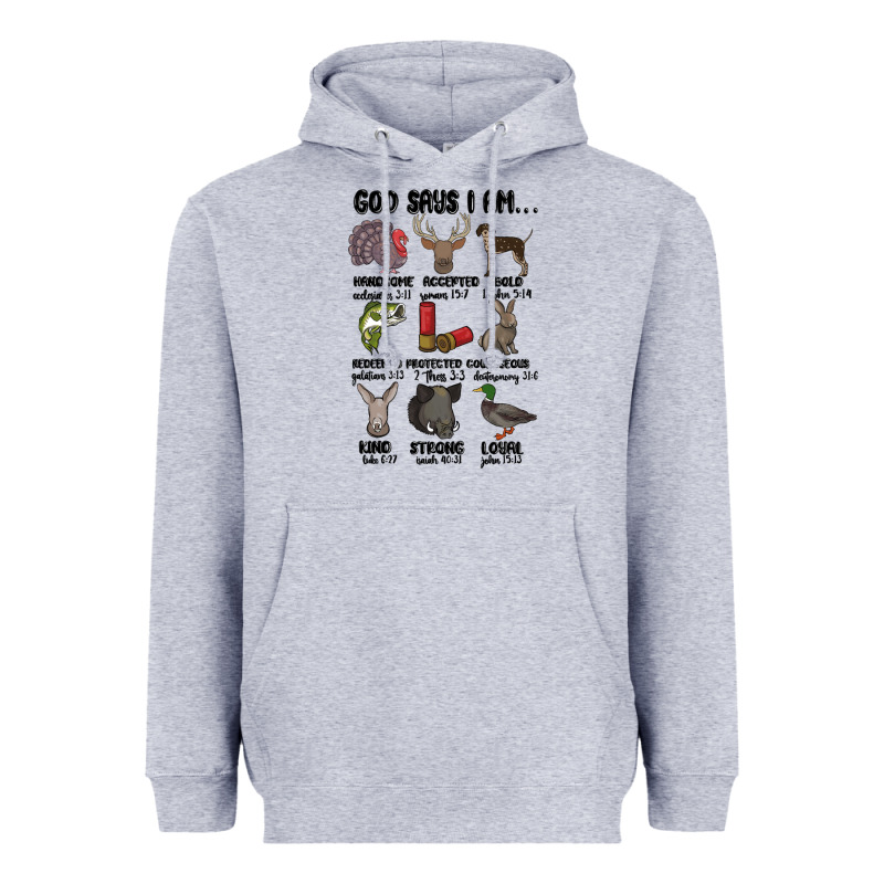 God Says I Am Hunting Heavyweight Hoodie by MaliasSmallBusiness | Teevron