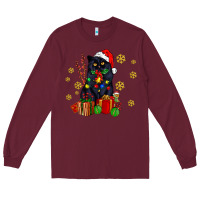 Burgundy black cat meowy christmas Long Sleeve Tee - AdoDesignShop