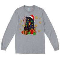 Heather Grey black cat meowy christmas Long Sleeve Tee - AdoDesignShop