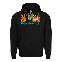 Black peace love fall ado Zipper Hoodie - AdoDesignShop