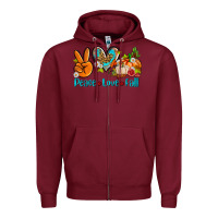 Burgundy peace love fall ado Zipper Hoodie - AdoDesignShop