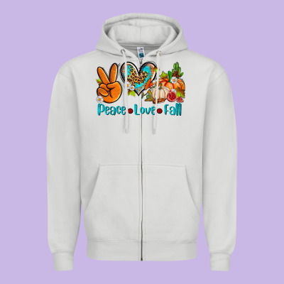 Peace Love Fall Ado Zipper Hoodie Designed By Adodesignshop
