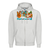 Dove Grey peace love fall ado Zipper Hoodie - AdoDesignShop