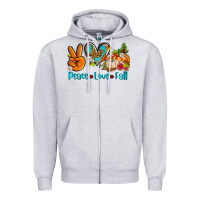 Heather Grey peace love fall ado Zipper Hoodie - AdoDesignShop