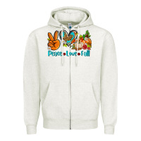 Oatmeal Heather peace love fall ado Zipper Hoodie - AdoDesignShop