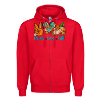 Red peace love fall ado Zipper Hoodie - AdoDesignShop