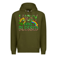 Army Green Lucky And Blessed St Patricks Premium Hoodie - BundleAndBundleShop